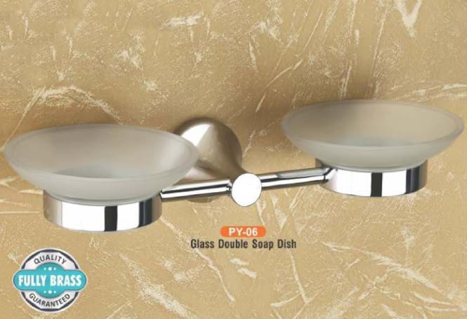 Glass Double Soap Dish Pyramid Series (PY - 06)