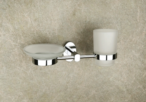Glass Soap Dish & Tumbler Holder Combo OVAL Series OV - 14